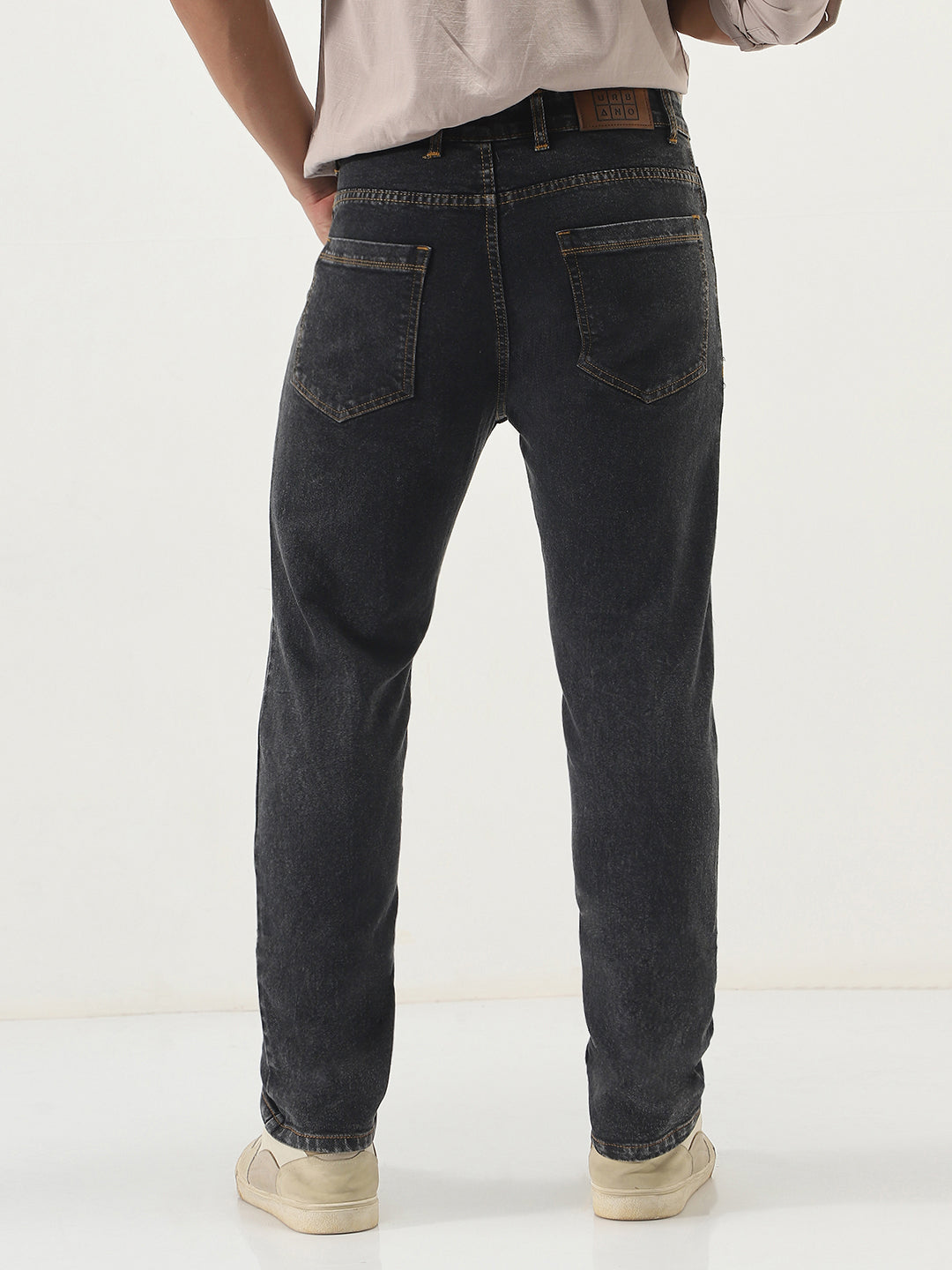Men's Dark Grey Slim Fit Washed Denim Jeans Stretchable