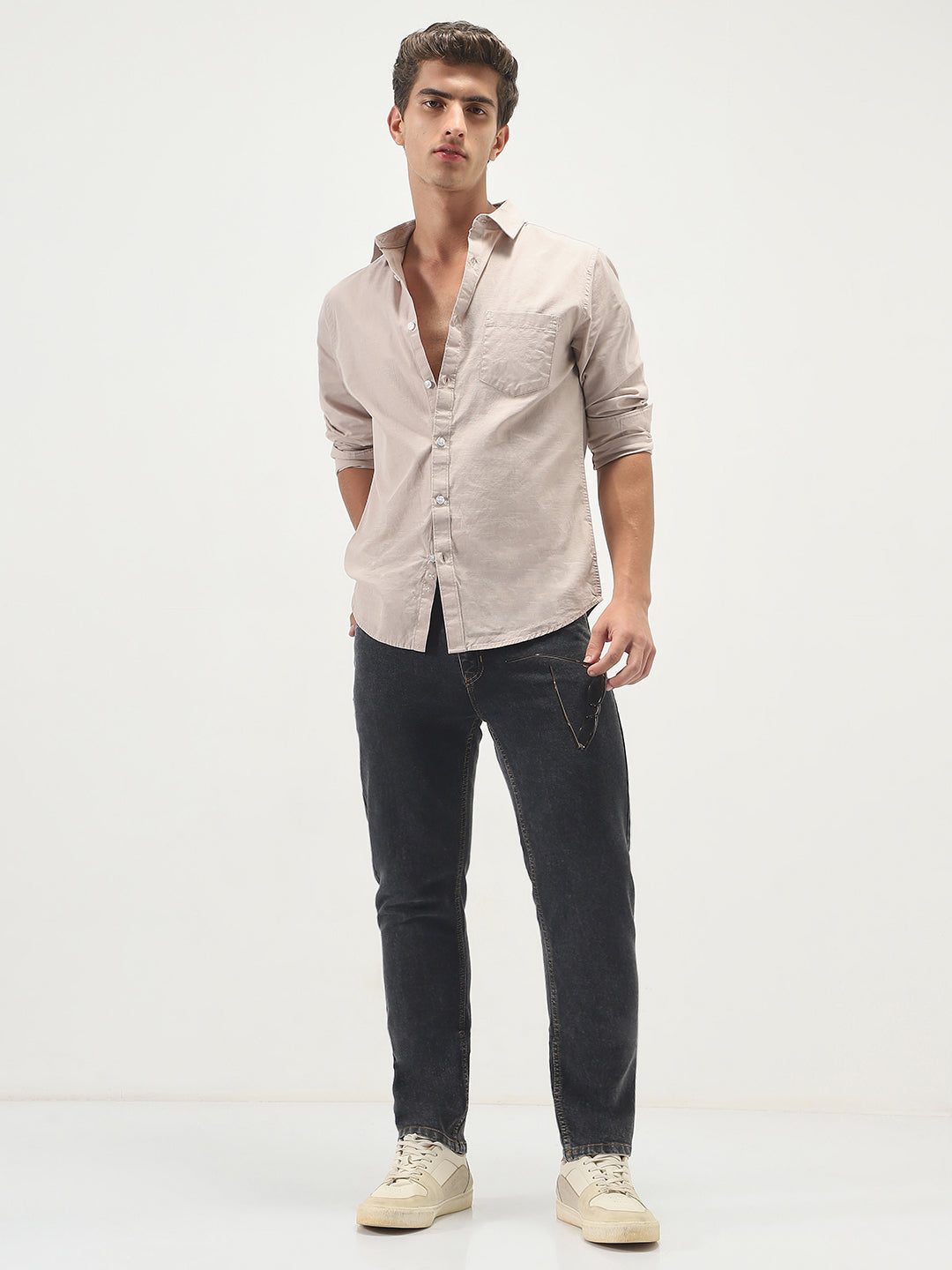 Men's Dark Grey Slim Fit Washed Denim Jeans Stretchable