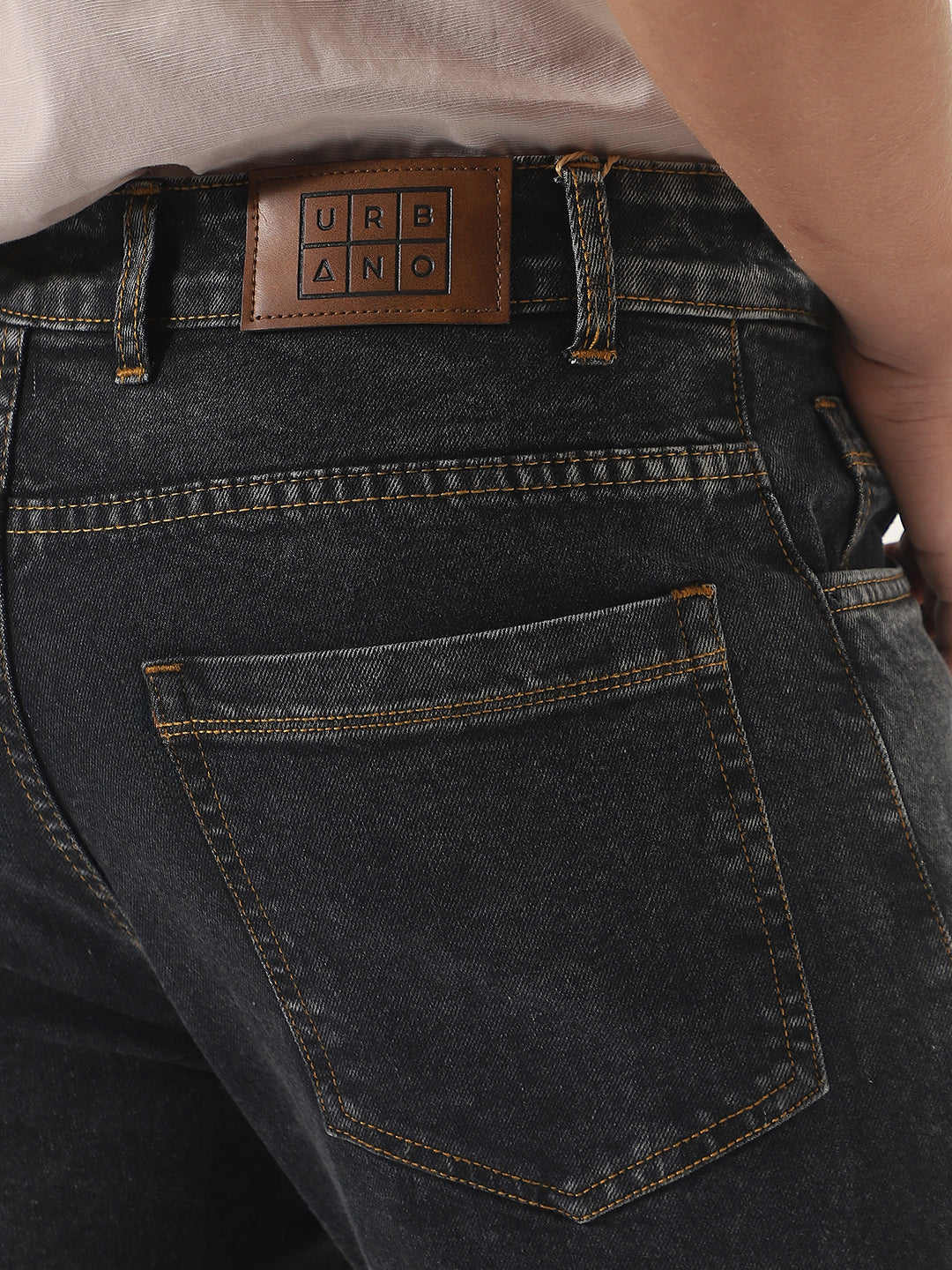 Men's Dark Grey Slim Fit Washed Denim Jeans Stretchable