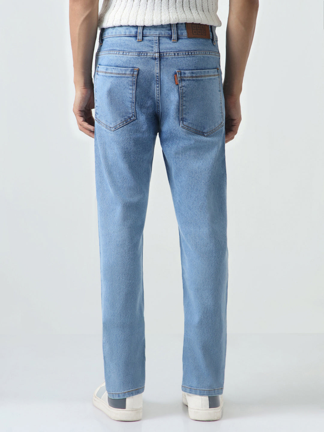 Men's Ice Blue Slim Fit Washed Denim Jeans Stretchable