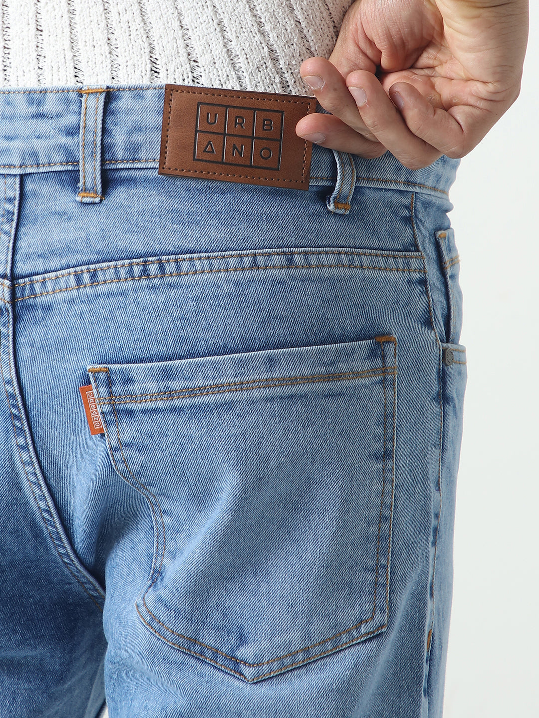 Men's Ice Blue Slim Fit Washed Denim Jeans Stretchable