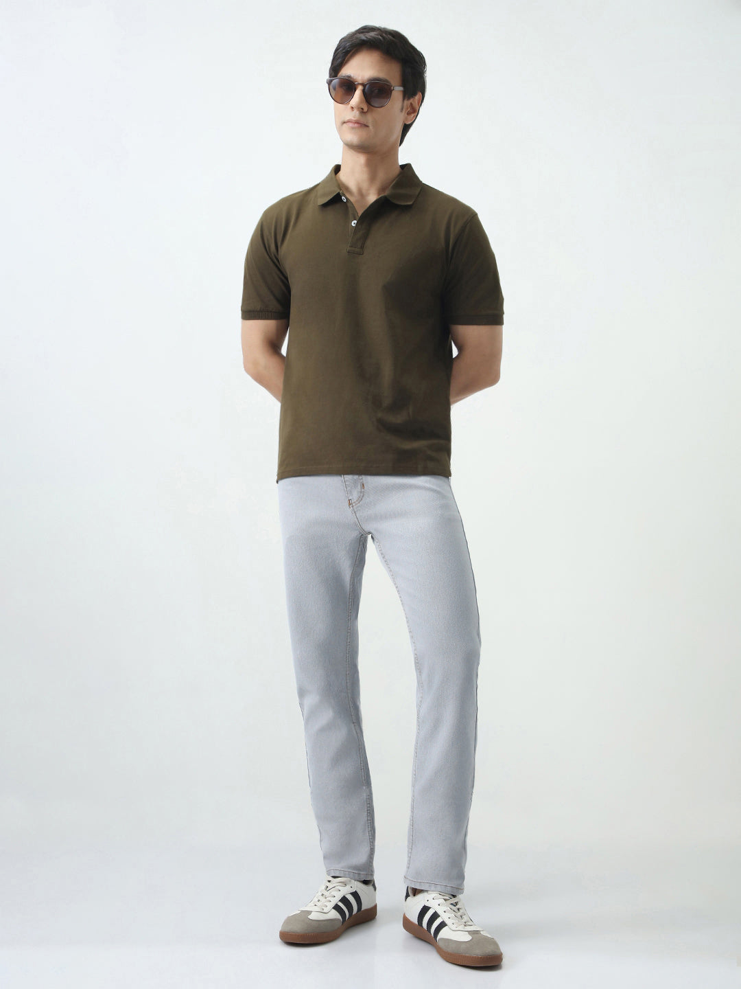 Men's Ice Grey Slim Fit Washed Denim Jeans Stretchable