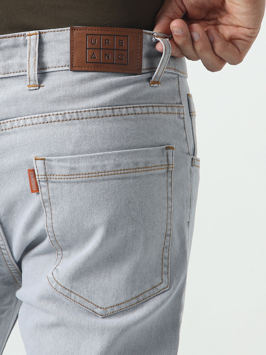 Men's Ice Grey Slim Fit Washed Denim Jeans Stretchable