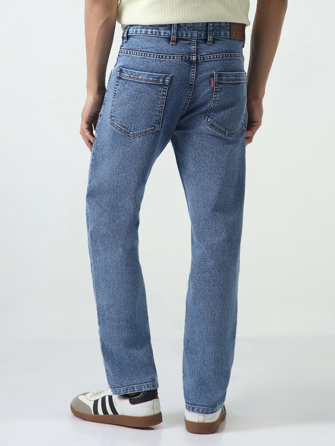 Men's Light Blue Slim Fit Washed Denim Jeans Stretchable