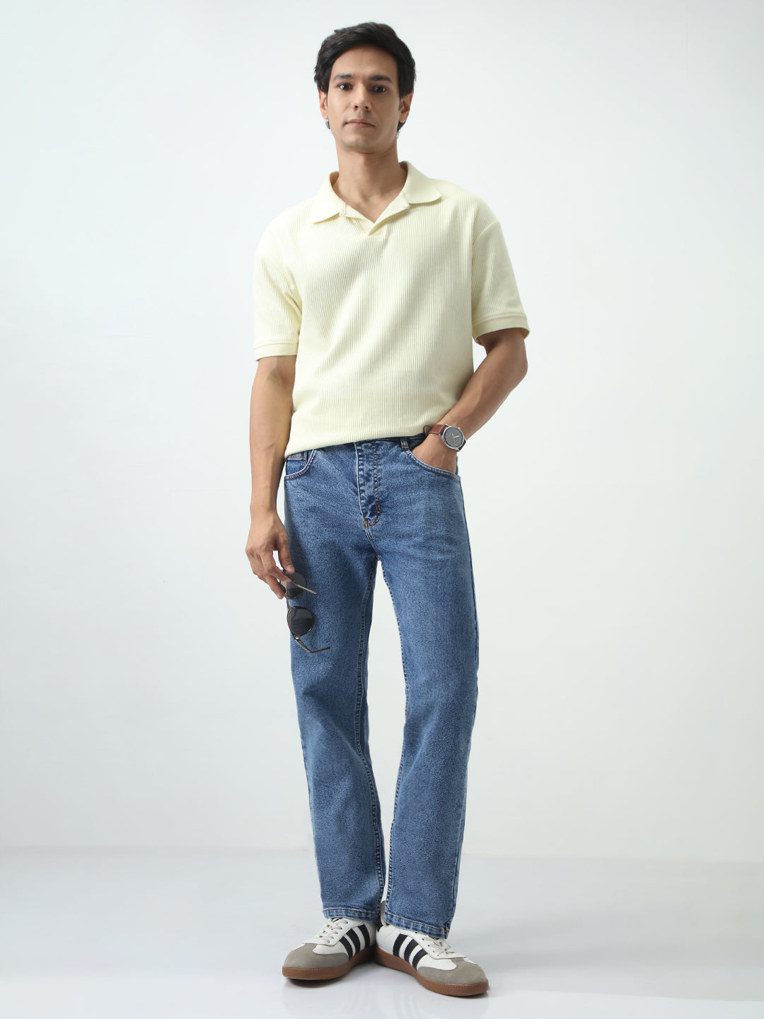 Men's Light Blue Slim Fit Washed Denim Jeans Stretchable
