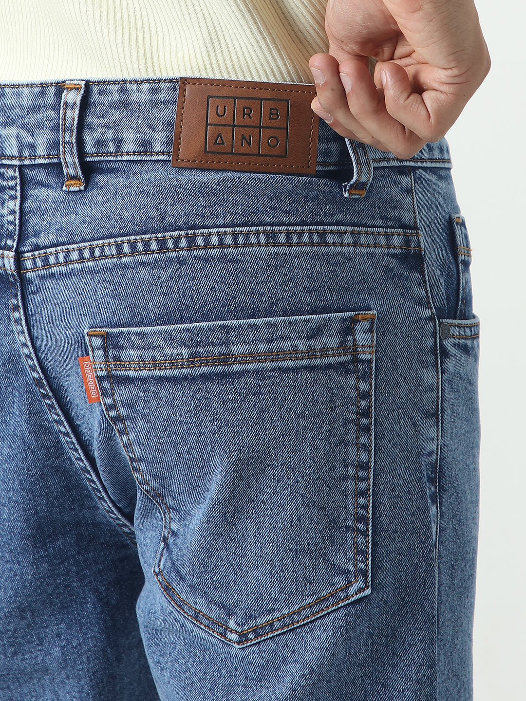 Men's Light Blue Slim Fit Washed Denim Jeans Stretchable