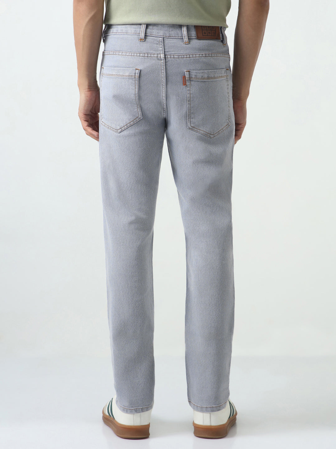 Men's Light Grey Slim Fit Washed Denim Jeans Stretchable