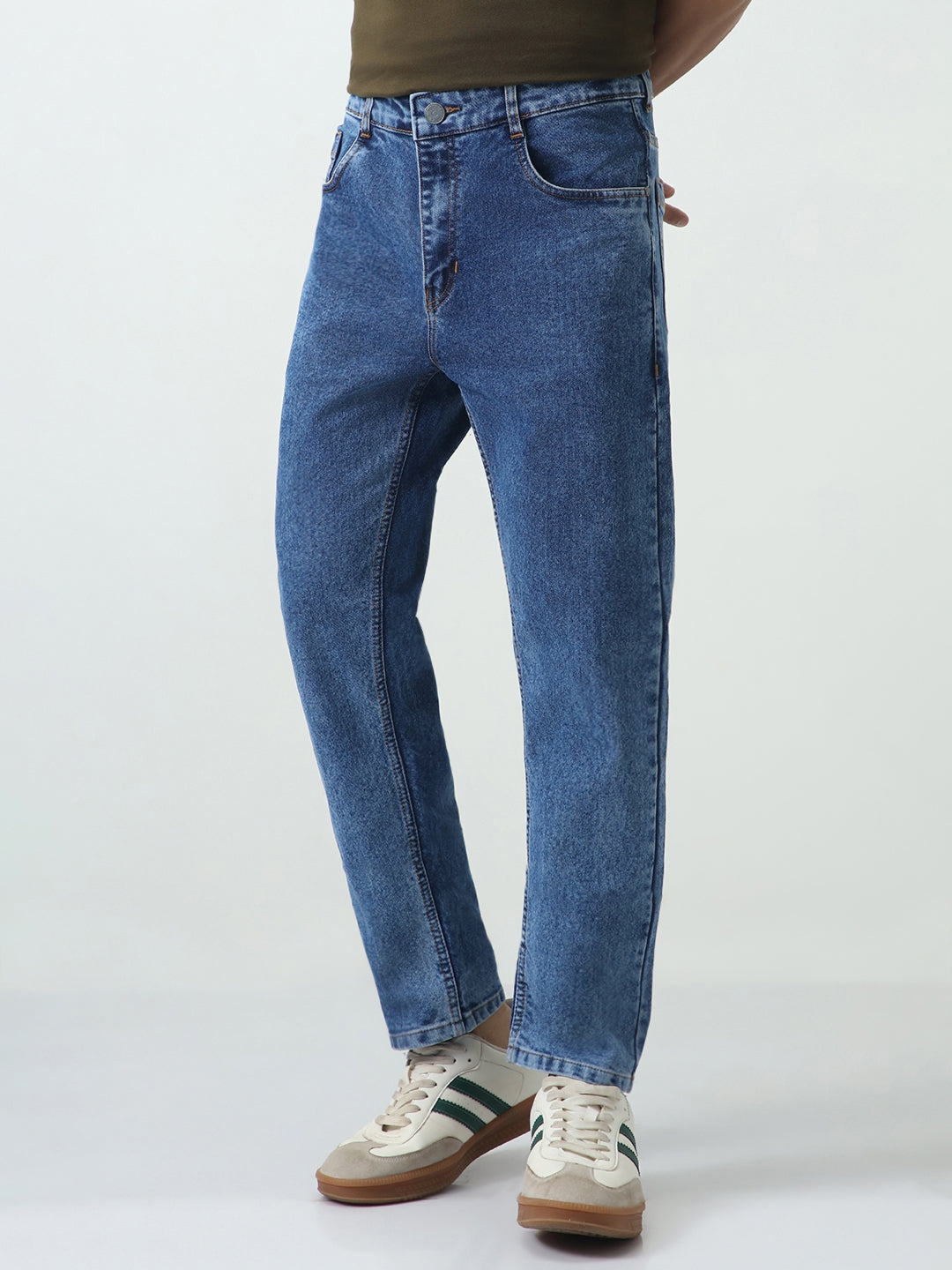 Men's Blue Slim Fit Washed Denim Jeans Stretchable