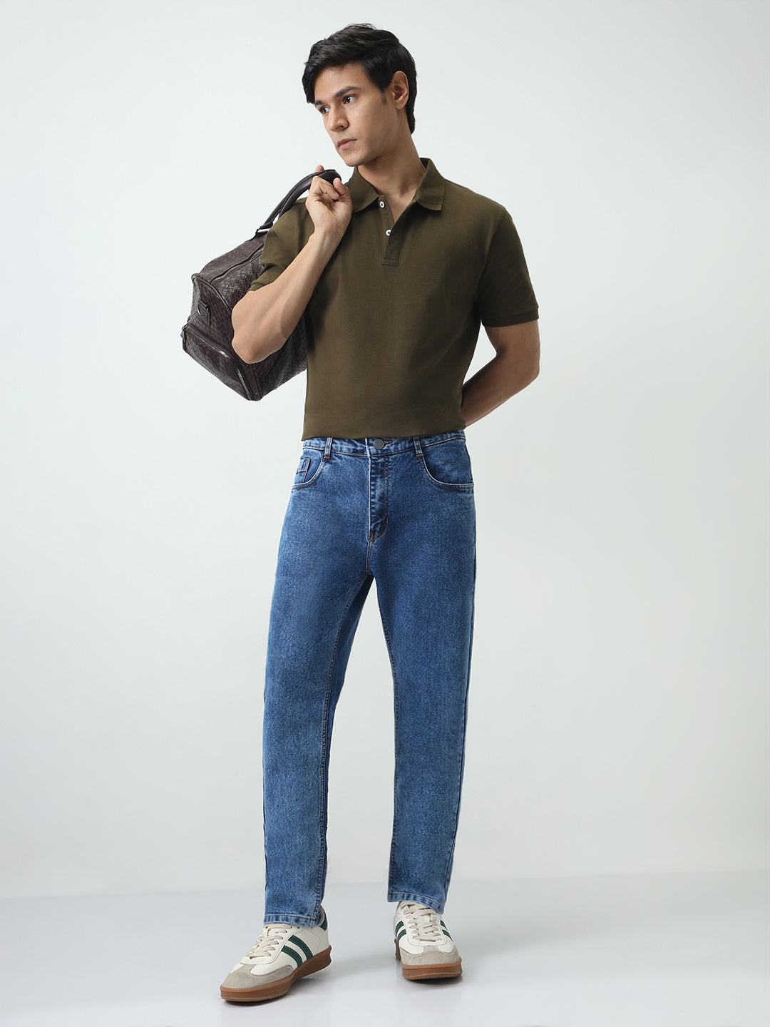 Men's Blue Slim Fit Washed Denim Jeans Stretchable