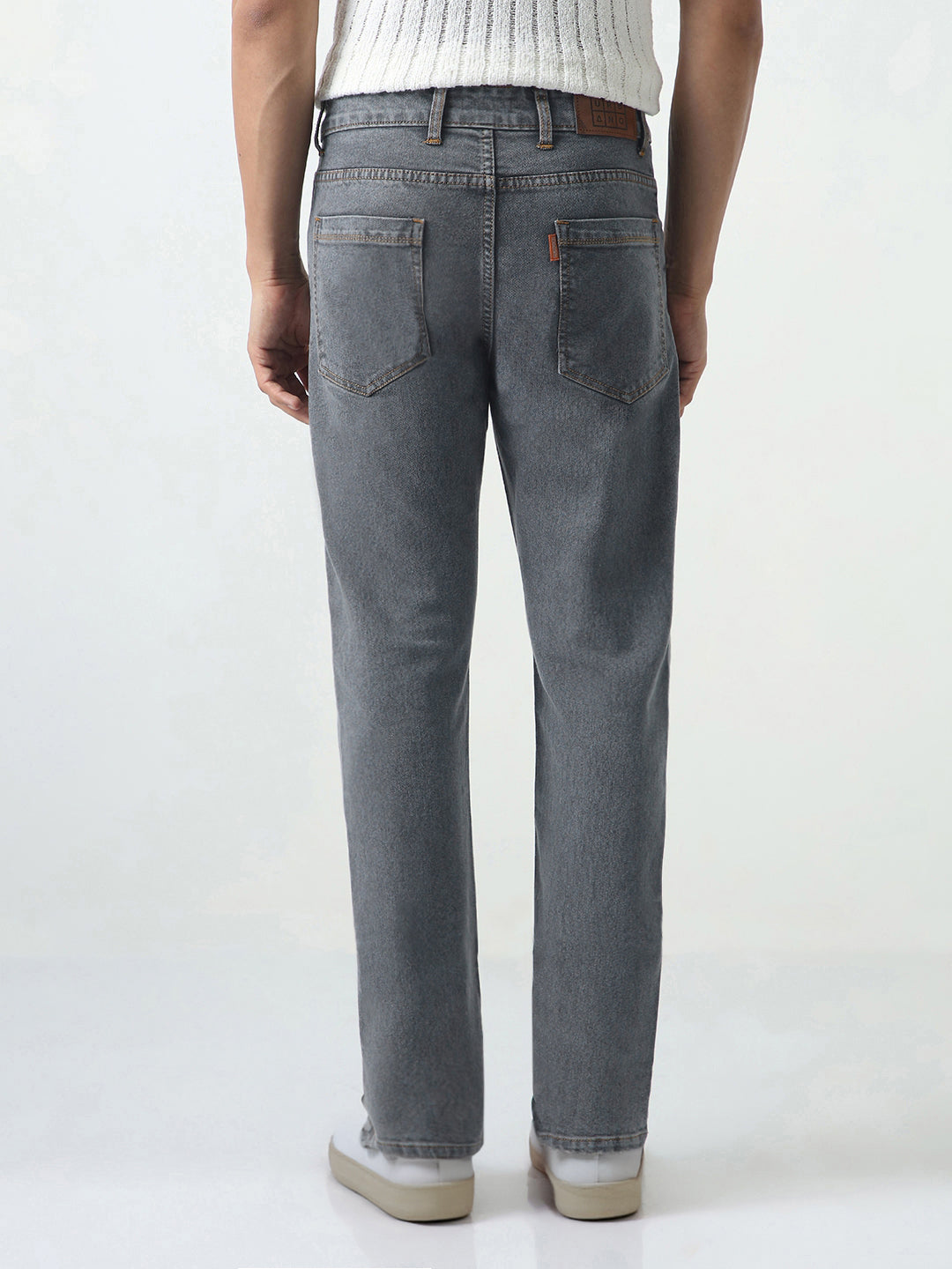 Men's Grey Slim Fit Washed Denim Jeans Stretchable