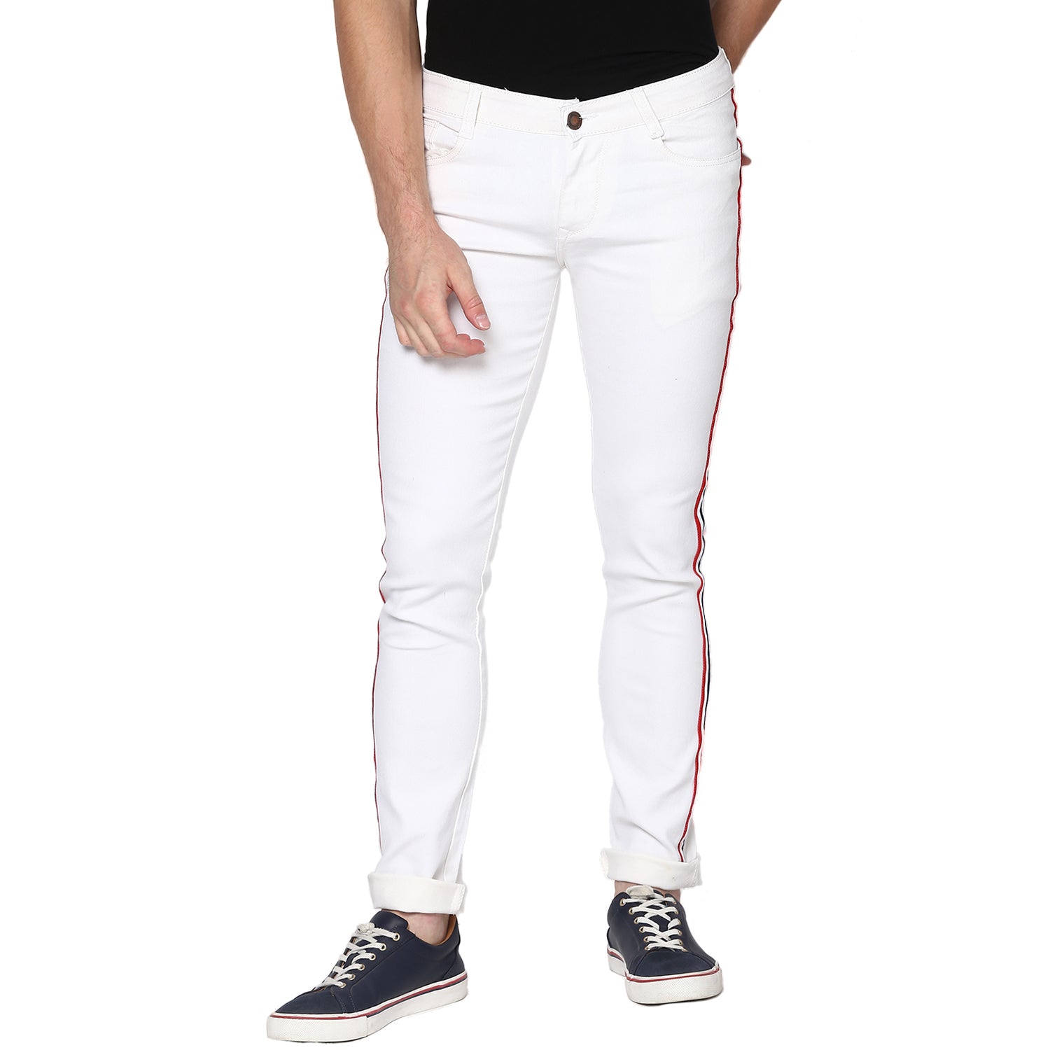 Urbano Fashion Men's White Slim Fit Stretchable Jeans