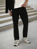 Men's Black Straight Fit Washed Jeans Stretchable