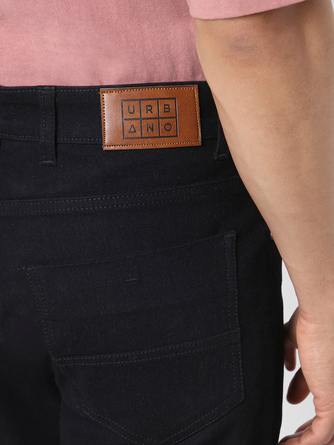 Men's Black Straight Fit Washed Jeans Stretchable