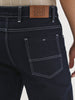 Men's Dark Blue Straight Fit Washed Jeans Stretchable