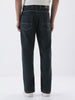 Men's Dark Grey Straight Fit Washed Jeans Stretchable