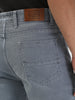 Men's Light Grey Straight Fit Washed Jeans Stretchable