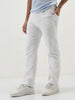 Men's White Straight Fit Washed Jeans Stretchable