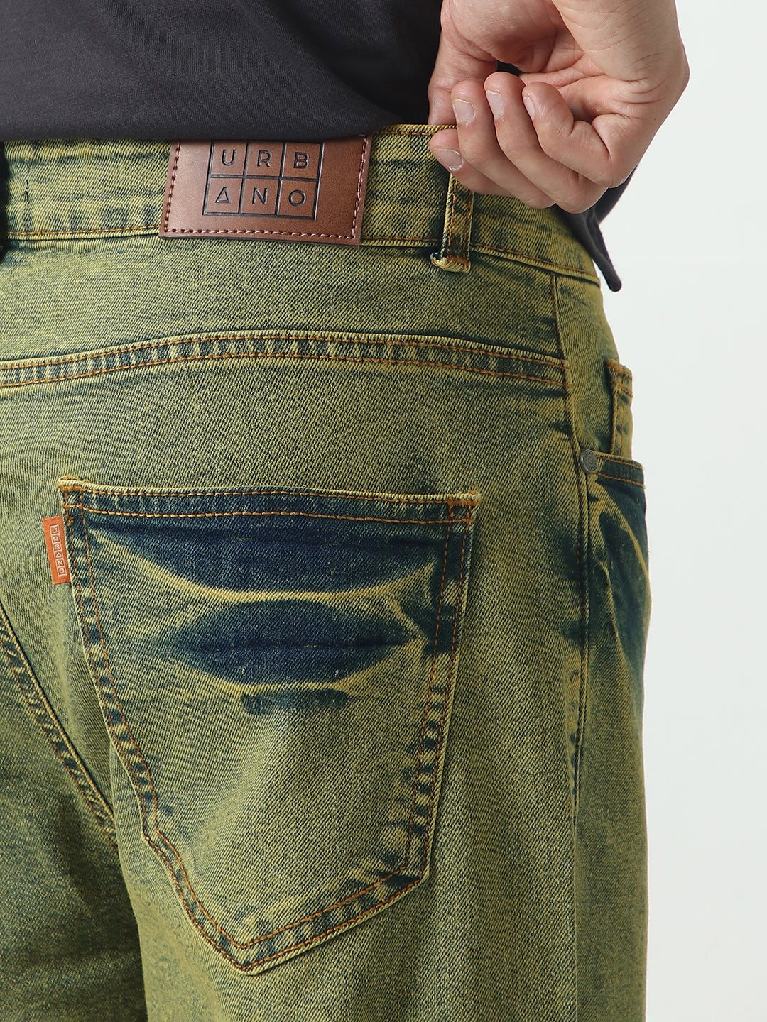Men's Ice Blue Straight Fit Heavy Washed Jeans Stretchable