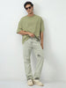 Men's Ice Grey Straight Fit Heavy Washed Jeans Stretchable