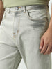 Men's Ice Grey Straight Fit Heavy Washed Jeans Stretchable