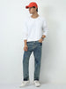 Men's Light Blue Straight Fit Heavy Washed Jeans Stretchable