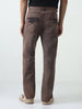 Men's Light Brown Straight Fit Heavy Washed Jeans Stretchable