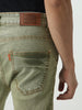 Men's Light Green Straight Fit Heavy Washed Jeans Stretchable