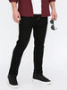 Men's Black Straight Fit Raw Washed Denim Jeans Stretchable