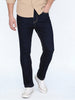 Men's Dark Blue Straight Fit Raw Washed Denim Jeans Stretchable