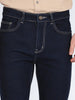 Men's Dark Blue Straight Fit Raw Washed Denim Jeans Stretchable