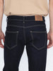 Men's Dark Blue Straight Fit Raw Washed Denim Jeans Stretchable