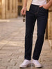 Men's Dark Blue Straight Fit Raw Washed Denim Jeans Stretchable