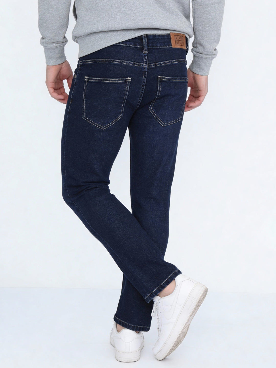 Men's Blue Straight Fit Raw Washed Denim Jeans Stretchable