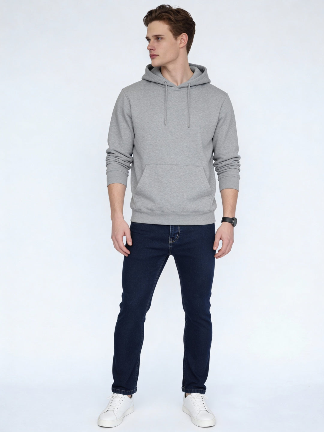 Men's Blue Straight Fit Raw Washed Denim Jeans Stretchable