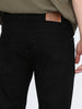 Men's Black Straight Fit Raw Washed Denim Jeans Stretchable