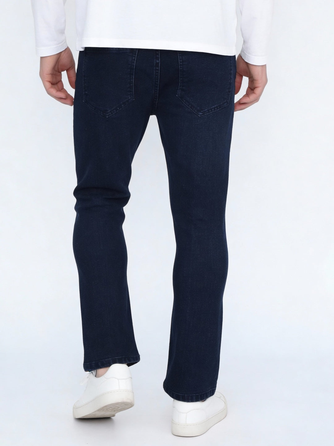 Men's Blue Straight Fit Raw Washed Denim Jeans Stretchable