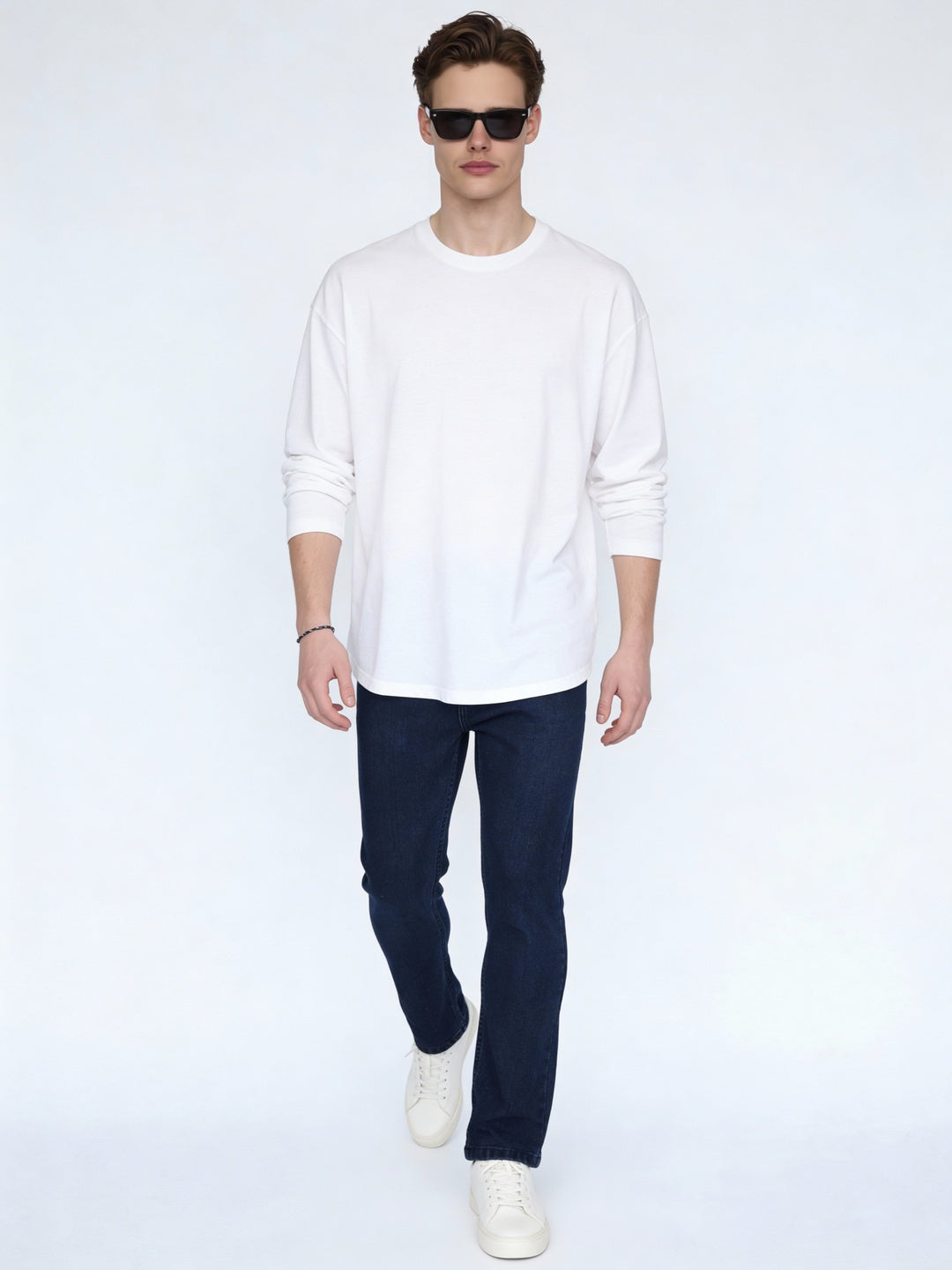 Men's Blue Straight Fit Raw Washed Denim Jeans Stretchable