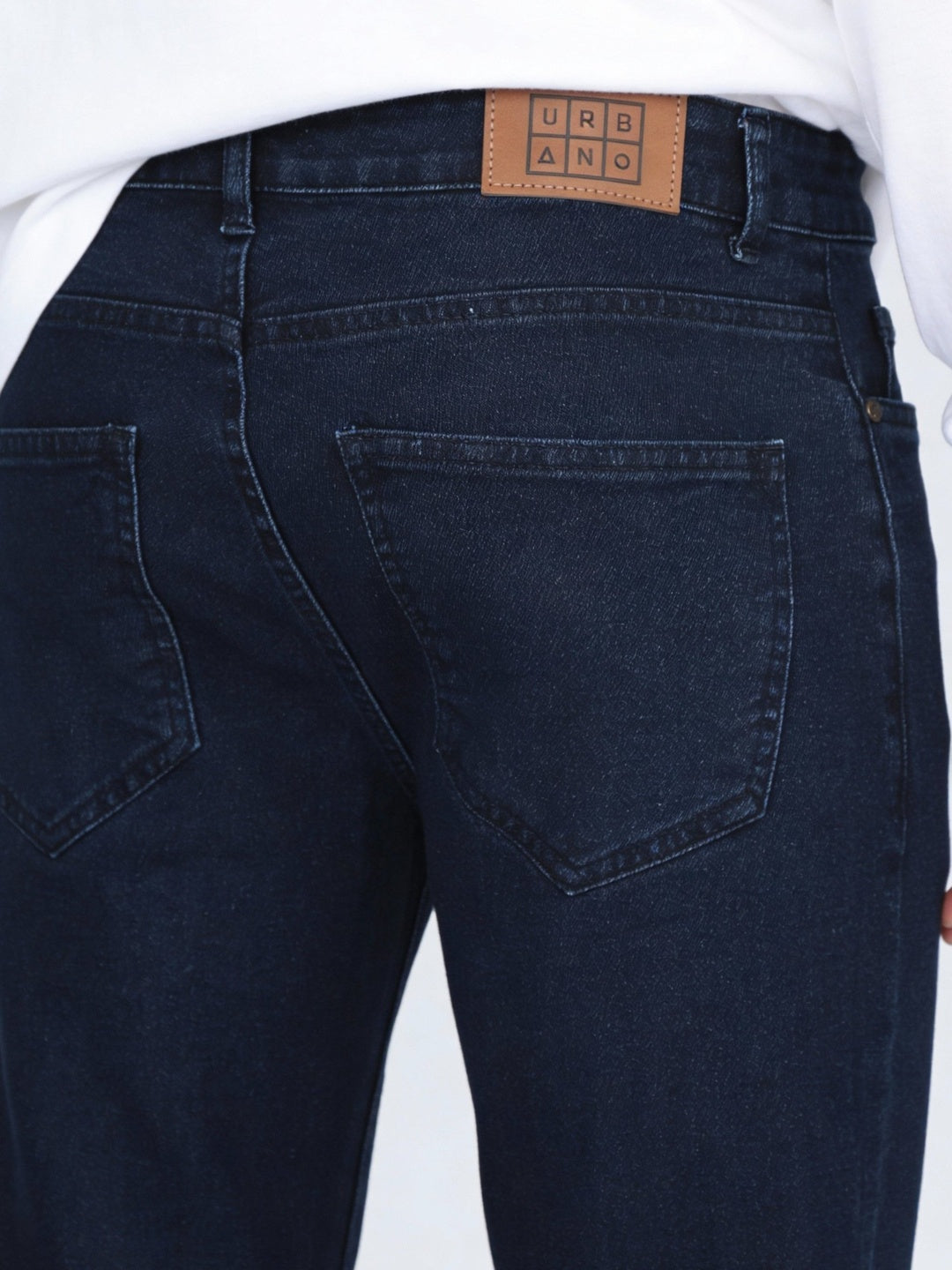 Men's Blue Straight Fit Raw Washed Denim Jeans Stretchable