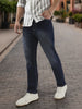 Men's Dark Blue Straight Fit Washed Jeans Stretchable
