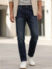 Men's Dark Blue Straight Fit Washed Jeans Stretchable