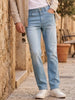 Men's Ice Blue Straight Fit Washed Jeans Stretchable