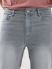 Men's Light Grey Straight Fit Washed Jeans Stretchable