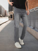 Men's Grey Straight Fit Washed Jeans Stretchable