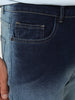 Men's Dark Blue Straight Fit Heavy Washed Faded Denim Jeans Stretchable
