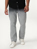 Men's Dark Grey Straight Fit Heavy Washed Faded Denim Jeans Stretchable