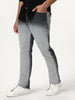 Men's Dark Grey Straight Fit Heavy Washed Faded Denim Jeans Stretchable