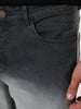 Men's Dark Grey Straight Fit Heavy Washed Faded Denim Jeans Stretchable