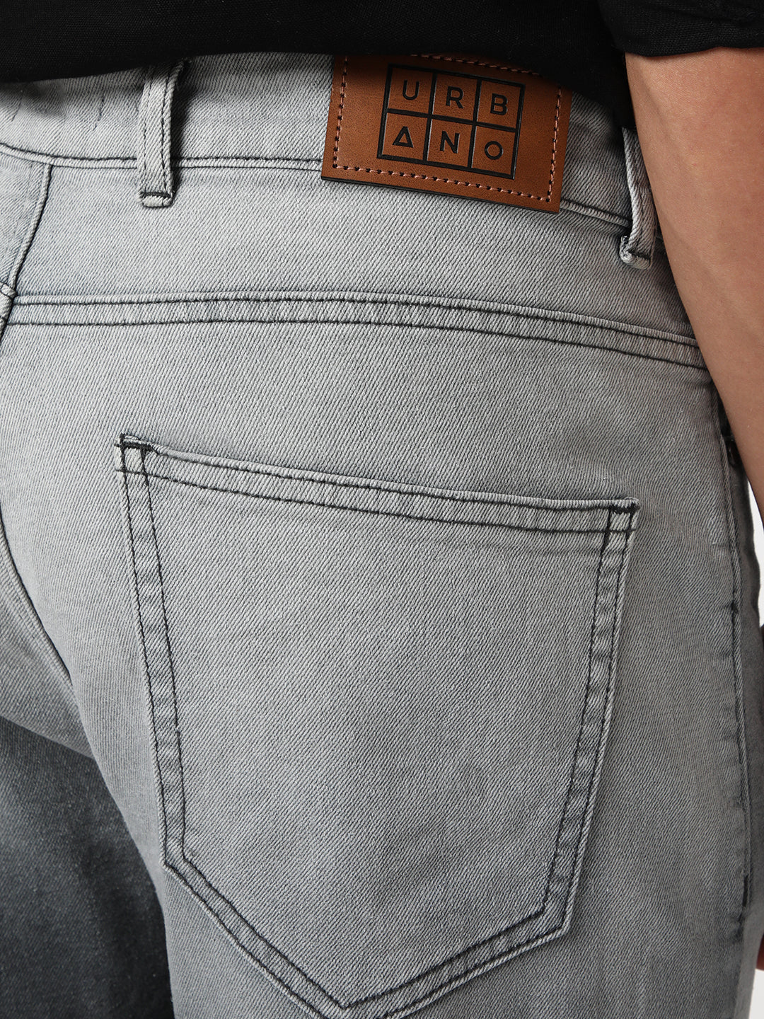 Men's Dark Grey Straight Fit Heavy Washed Faded Denim Jeans Stretchable