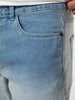 Men's Ice Blue Straight Fit Heavy Washed Faded Denim Jeans Stretchable