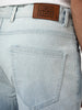 Men's Ice Blue Straight Fit Heavy Washed Faded Denim Jeans Stretchable